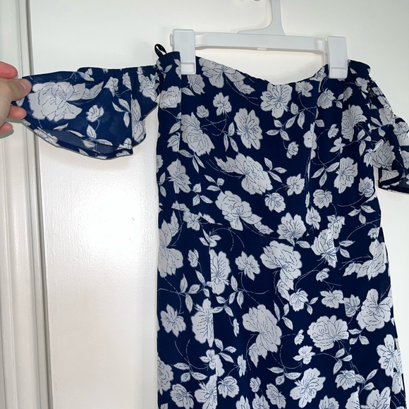Lucca Couture off the shoulder maxi dress navy with floral print - Size Medium - Picture 5 of 7